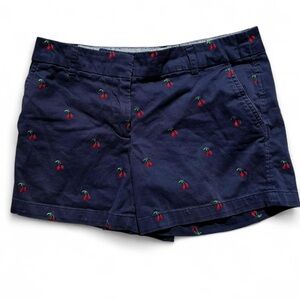 British Khaki Dark Blue Cherry Patterned Women's Shorts
